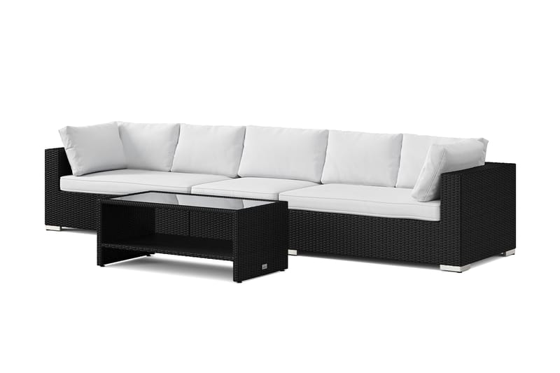 Bahamas udendørs sofa 5-pers med bord og hylde, Sort