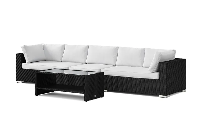 Bahamas udendørs sofa 5-pers med bord og hylde, Sort