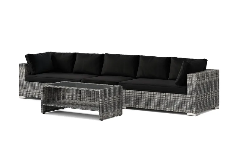 Bahamas udendørs sofa 5-pers med bord og hylde - Grå - Have - Udendørs miljø - Altan & terrasse - Altanmøbler