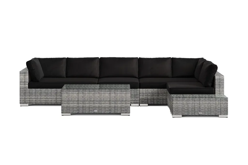 Bahamas udendørs sofa 6-pers vendbar chaiselong med afslutning og bord - Grå - Have - Udendørs miljø - Altan & terrasse - Altanmøbler