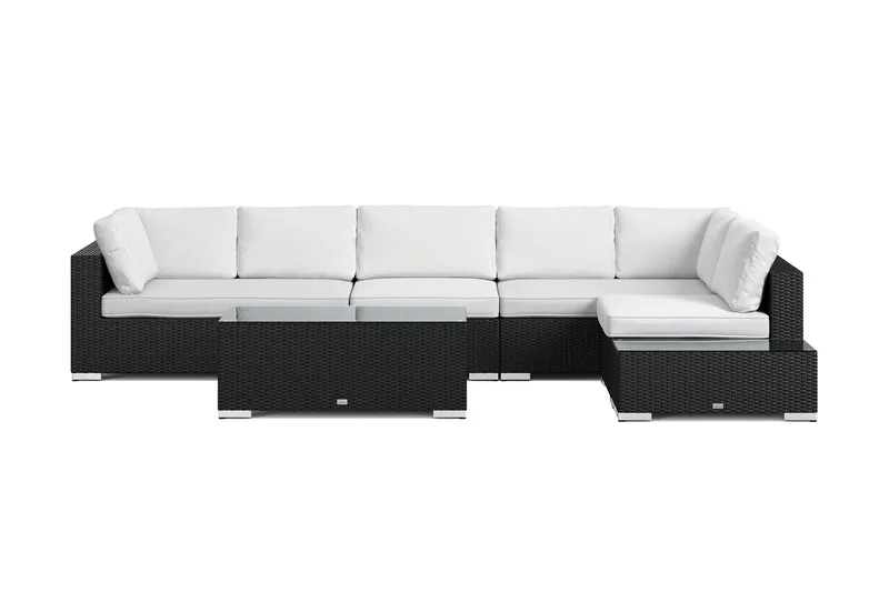 Bahamas udendørs sofa 6-pers vendbar chaiselong med afslutning og bord - Sort - Have - Udendørs miljø - Altan & terrasse - Altanmøbler