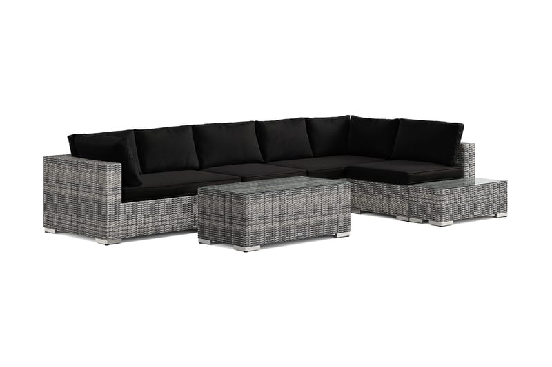 Bahamas udendørs sofa 6-pers vendbar chaiselong med afslutning og bord - Grå - Have - Udendørs miljø - Altan & terrasse - Altanmøbler