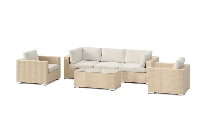 Bahamas udendørs sofagruppe 5-pers med to lænestole og bord, Sand