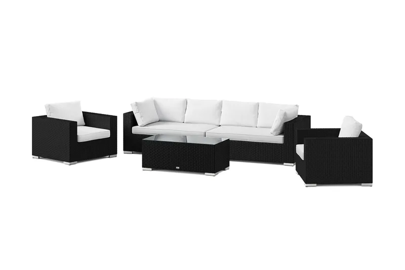 Bahamas udendørs sofagruppe 6-pers med to lænestole og bord, Sort