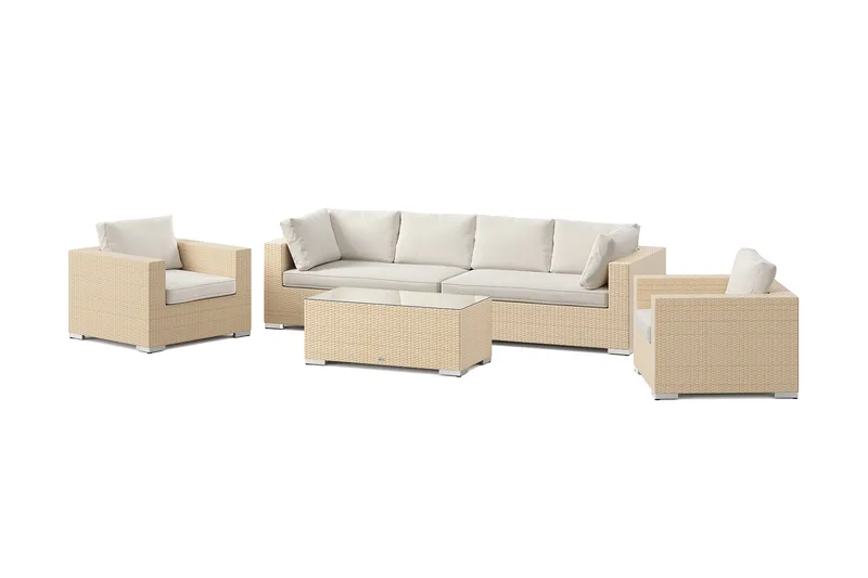 Bahamas udendørs sofagruppe 6-pers med to lænestole og bord, Beige
