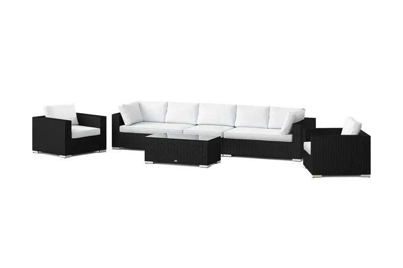 Bahamas udendørs sofagruppe 7-pers med to lænestole og bord, Sort