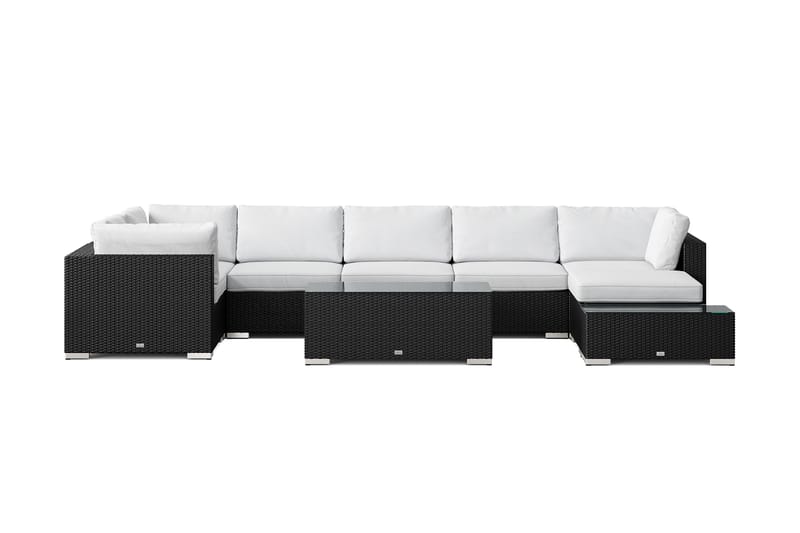 Bahamas udendørs U-sofa 7-pers vendbar divan med åben afslutning og bord - Sort - Have - Udendørs miljø - Altan & terrasse - Altanmøbler