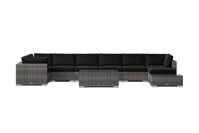 Bahamas udendørs U-sofa 8-pers vendbar divan med åben afslutning og bord - Grå - Have - Udendørs miljø - Altan & terrasse - Altanmøbler