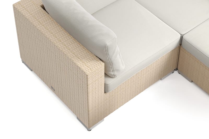 Bahamas udendørs U-sofa 8-pers vendbar divan med åben afslutning og bord med hylde - Beige - Havemøbler - Loungemøbler - Sofagrupper udendørs
