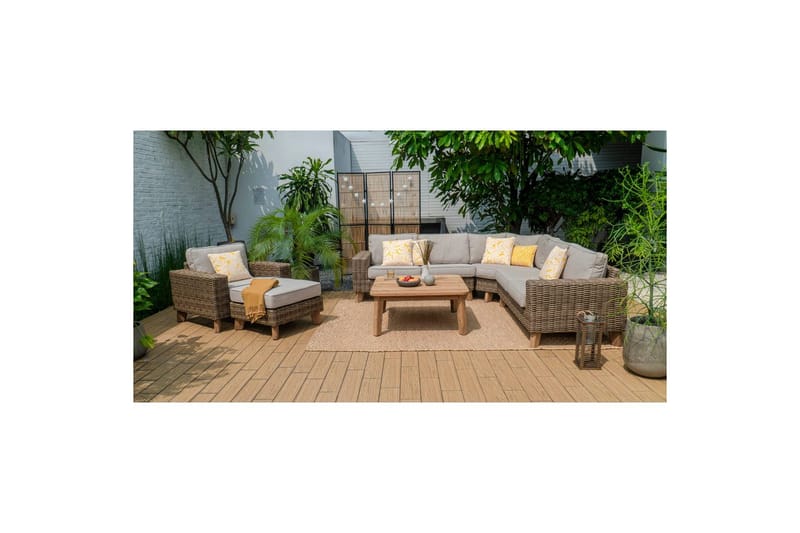 Bahamas Udendørsmøbelgruppe 2-personers venstre & højre & hjørnestol & sofabord 100 cm - Mørkegrå - Have - Udendørs miljø - Altan & terrasse - Altanmøbler