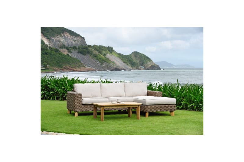 Bahamas Udendørsmøbelgruppe 2-personers & chaiselong venstre sofabord 110 cm - Mørkegrå - Have - Udendørs miljø - Altan & terrasse - Altanmøbler