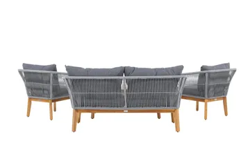 Chania sofagruppe 2-personers sofa + 2 lænestole med bord udendørs - Grå, natur - Havemøbler - Loungemøbler - Sofagrupper udendørs