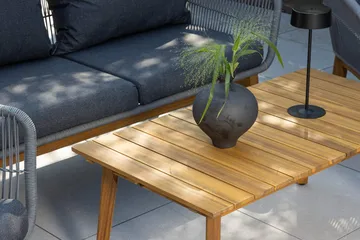 Chania sofagruppe 2-personers sofa + 2 lænestole med bord udendørs - Grå, natur - Havemøbler - Loungemøbler - Sofagrupper udendørs
