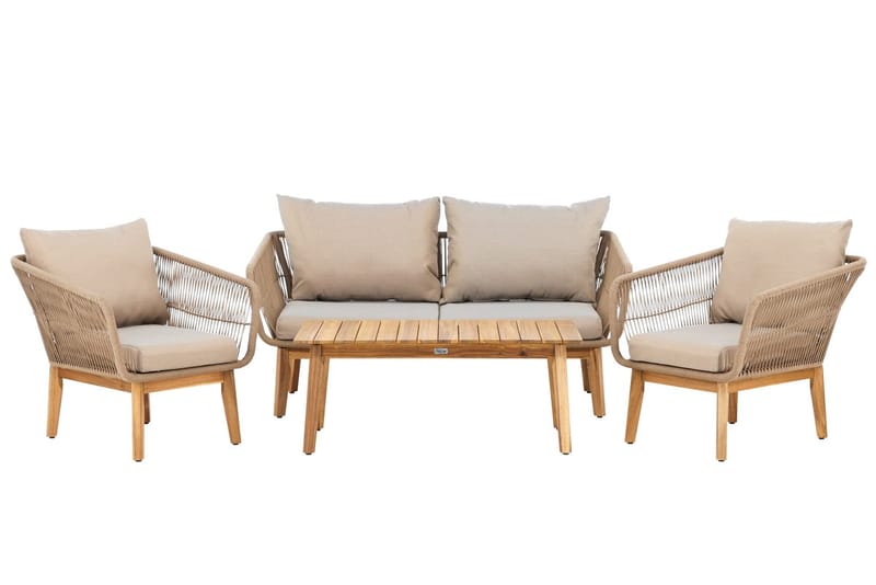 Chania sofagruppe 2-personers sofa + 2 lænestole med bord udendørs - Brun - Have - Udendørs miljø - Altan & terrasse - Altanmøbler