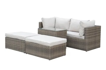 Dramilo loungegruppe i polyrattan med bord og hynder - Beige - Havemøbler - Loungemøbler - Sofagrupper udendørs
