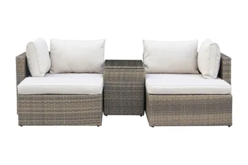 Dramilo loungegruppe i polyrattan med bord og hynder - Beige - Havemøbler - Loungemøbler - Sofagrupper udendørs
