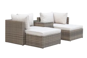 Dramilo loungegruppe i polyrattan med bord og hynder - Beige - Havemøbler - Loungemøbler - Sofagrupper udendørs