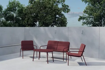 Fourni sofagruppe 2-personers sofa + 2 lænestole med bord udendørs - Vinrød - Havemøbler - Loungemøbler - Sofagrupper udendørs