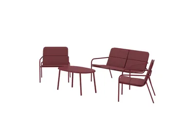 Fourni sofagruppe 2-personers sofa + 2 lænestole med bord udendørs - Vinrød - Havemøbler - Loungemøbler - Sofagrupper udendørs
