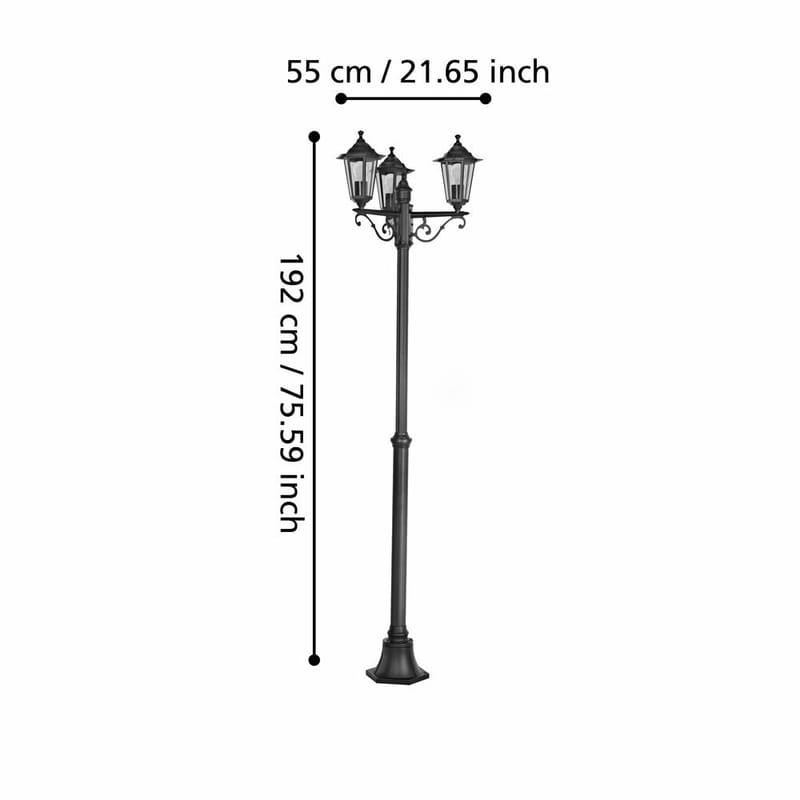 Gulvlys Laterna med 3 lamper - 55 cm - Belysning - Udendørs lamper & belysning - Søjlelampe & standerlampe