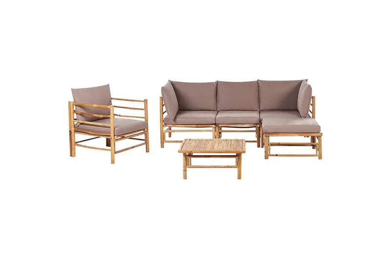 Hörnsoffa Beliani Cerreto med fåtölj Beige/ljust trä Beige||Light wood