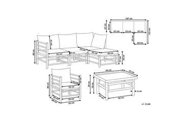 Hörnsoffa Beliani Cerreto med fåtölj Beige/ljust trä White||Light wood - Havemøbler - Loungemøbler - Sofagrupper udendørs