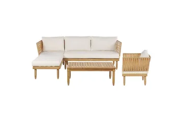 Hörnsoffa Beliani Cremona Light wood||White - Havemøbler - Loungemøbler - Sofagrupper udendørs