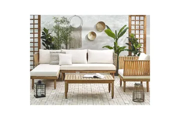 Hörnsoffa Beliani Cremona Light wood||White - Havemøbler - Loungemøbler - Sofagrupper udendørs