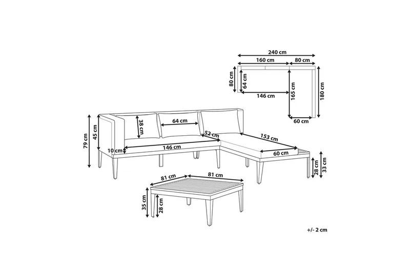 Havemøbelhjørnesofa med bord 3-sæders Bracciano - Have - Udendørs miljø - Altan & terrasse - Altanmøbler