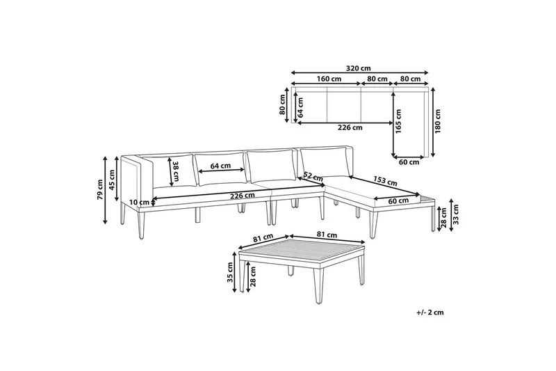 Havemøbelhjørnesofa med bord 4-sæders Bracciano - Have - Udendørs miljø - Altan & terrasse - Altanmøbler