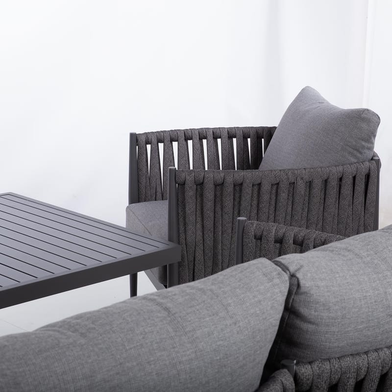 Havemøbelsæt HOME4YOU Bristol bord, sofa og 2 stole Grå - Grå - Have - Udendørs miljø - Altan & terrasse - Altanmøbler