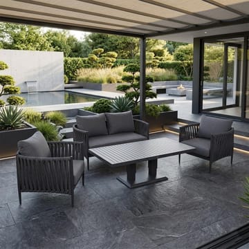 Havemøbelsæt HOME4YOU Bristol bord, sofa og 2 stole Grå - Grå - Havemøbler - Loungemøbler - Sofagrupper udendørs