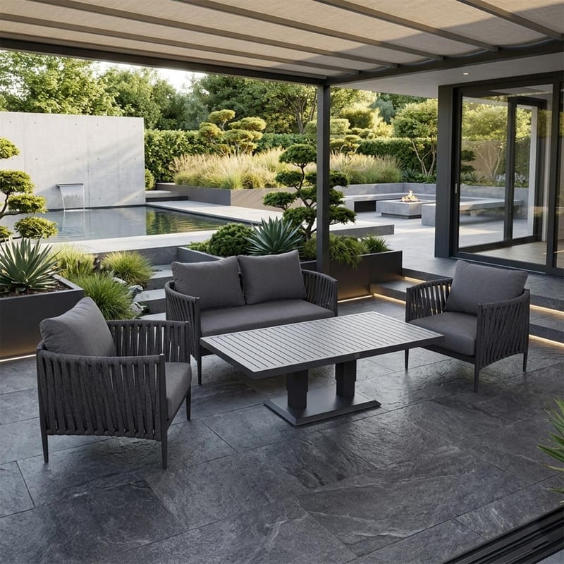 Havemøbelsæt HOME4YOU Bristol bord, sofa og 2 stole Grå - Grå - Have - Udendørs miljø - Altan & terrasse - Altanmøbler