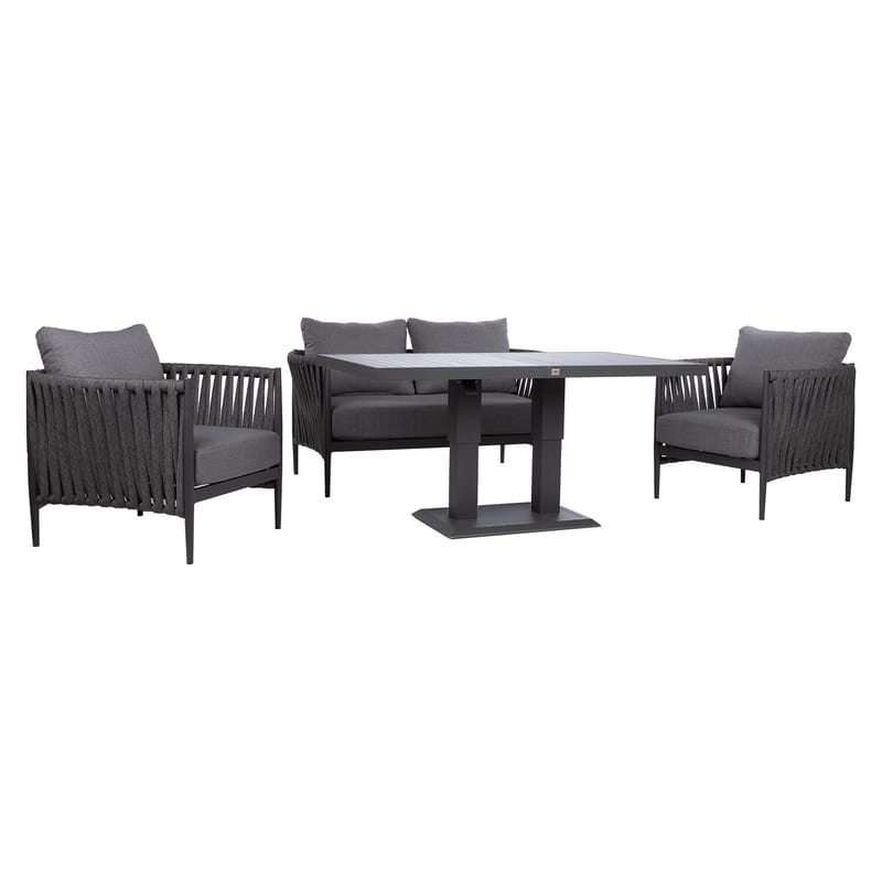 Havemøbelsæt HOME4YOU Bristol bord, sofa og 2 stole Grå - Grå - Have - Udendørs miljø - Altan & terrasse - Altanmøbler