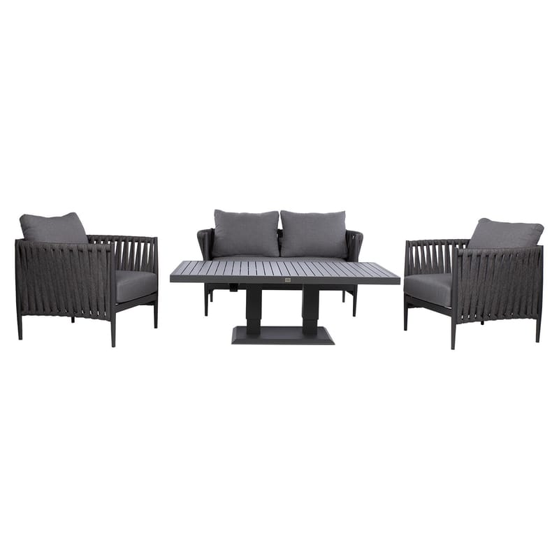 Havemøbelsæt HOME4YOU Bristol bord, sofa og 2 stole Grå - Grå - Have - Udendørs miljø - Altan & terrasse - Altanmøbler