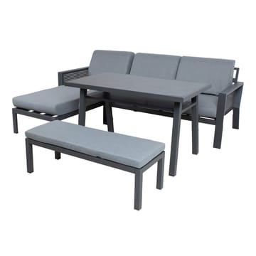 Havemøbelsæt HOME4YOU Delgado hjørnesofa, bord og bænk - Grå - Havemøbler - Loungemøbler - Sofagrupper udendørs