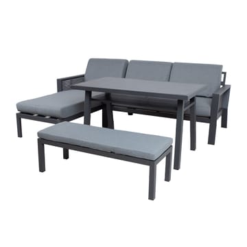 Havemøbelsæt HOME4YOU Delgado hjørnesofa, bord og bænk - Grå - Havemøbler - Loungemøbler - Sofagrupper udendørs