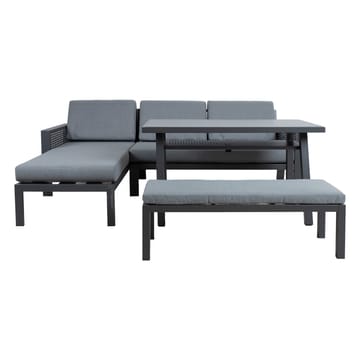 Havemøbelsæt HOME4YOU Delgado hjørnesofa, bord og bænk - Grå - Havemøbler - Loungemøbler - Sofagrupper udendørs