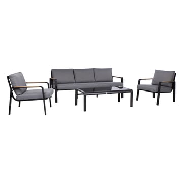 Havemøbelsæt HOME4YOU Lona bord, sofa og 2 stole Grå/Sort - Grå / sort - Havemøbler - Loungemøbler - Sofagrupper udendørs