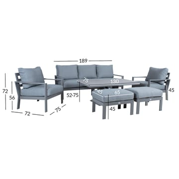 Havemøbelsæt HOME4YOU Rio 6 dele gråbeige - Grålig beige - Havemøbler - Loungemøbler - Sofagrupper udendørs