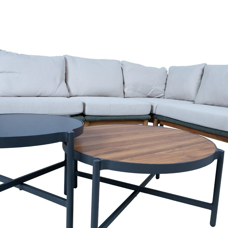 Havemøbelsæt HOME4YOU Tuxedo hjørnesofa og 2 borde - Grøn - Have - Udendørs miljø - Altan & terrasse - Altanmøbler