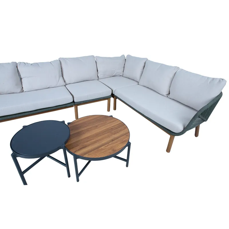 Havemøbelsæt HOME4YOU Tuxedo hjørnesofa og 2 borde - Grøn - Have - Udendørs miljø - Altan & terrasse - Altanmøbler