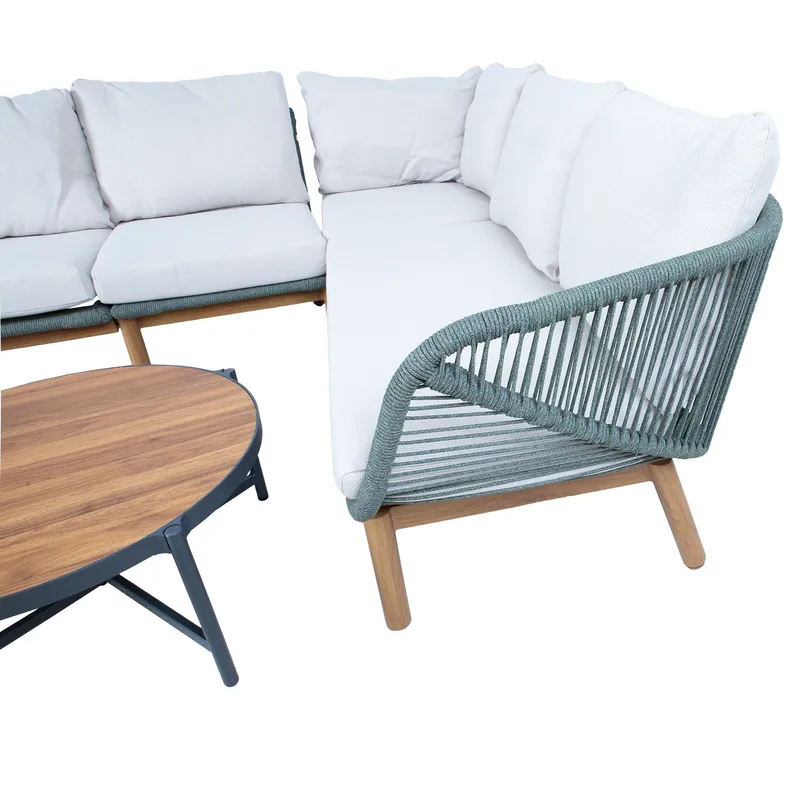 Havemøbelsæt HOME4YOU Tuxedo hjørnesofa og 2 borde - Grøn - Have - Udendørs miljø - Altan & terrasse - Altanmøbler