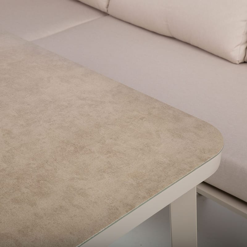 Havemøbelsæt HOME4YOU Upland bord og hjørnesofa beige - Beige - Have - Udendørs miljø - Altan & terrasse - Altanmøbler