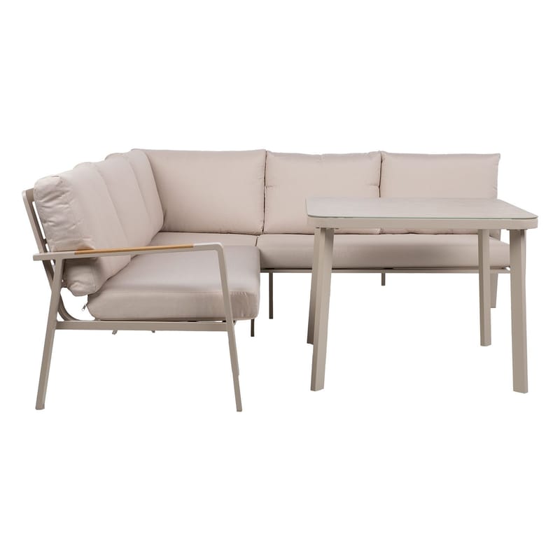 Havemøbelsæt HOME4YOU Upland bord og hjørnesofa beige - Beige - Have - Udendørs miljø - Altan & terrasse - Altanmøbler