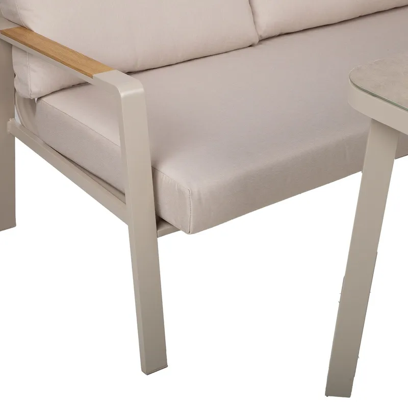 Havemøbelsæt HOME4YOU Upland bord og hjørnesofa beige - Beige - Have - Udendørs miljø - Altan & terrasse - Altanmøbler