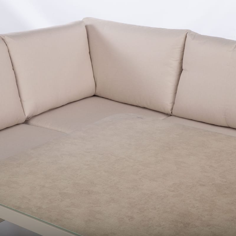 Havemøbelsæt HOME4YOU Upland bord og hjørnesofa beige - Beige - Have - Udendørs miljø - Altan & terrasse - Altanmøbler