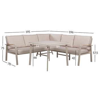 Havemøbelsæt HOME4YOU Upland bord og hjørnesofa beige - Beige - Havemøbler - Loungemøbler - Sofagrupper udendørs