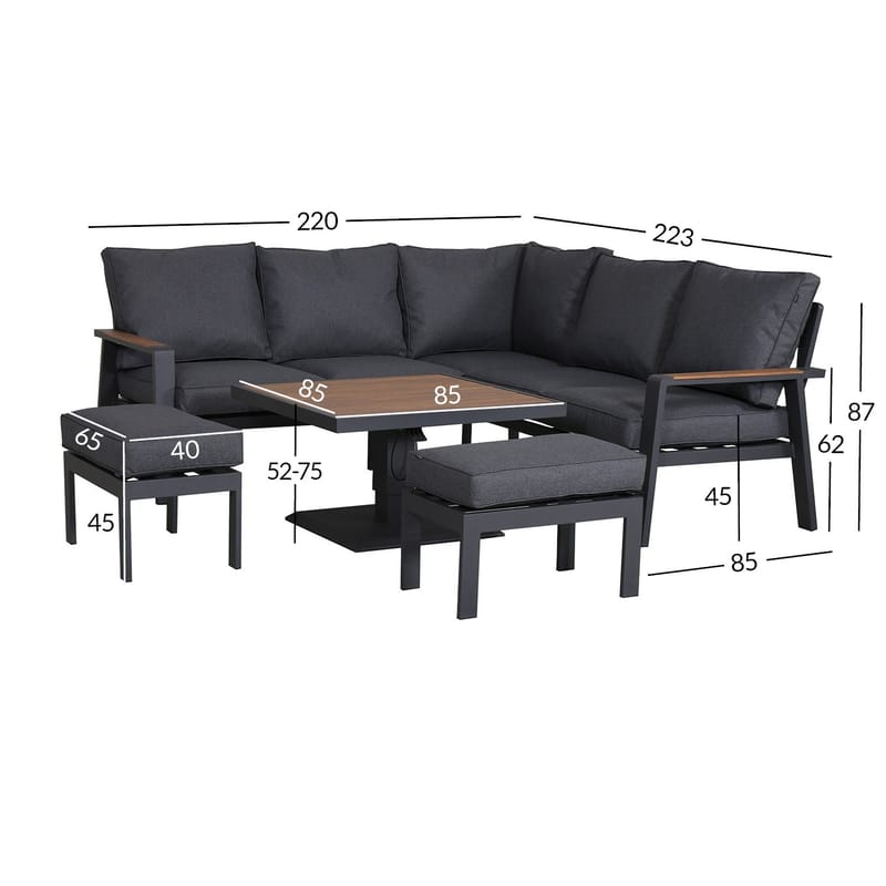 Havemøbelsæt HOME4YOU Parker Grå 4 dele - Grå - Have - Udendørs miljø - Altan & terrasse - Altanmøbler