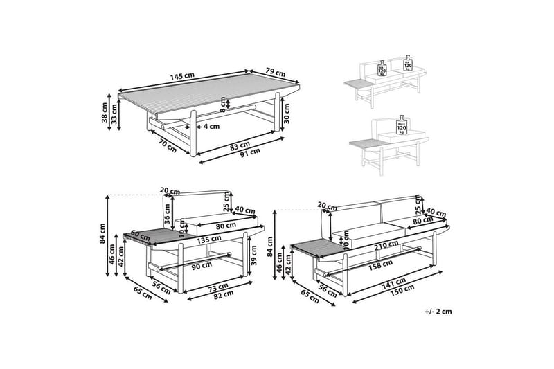 Havesofa sæt 3-personers Giaveno - Have - Udendørs miljø - Altan & terrasse - Altanmøbler